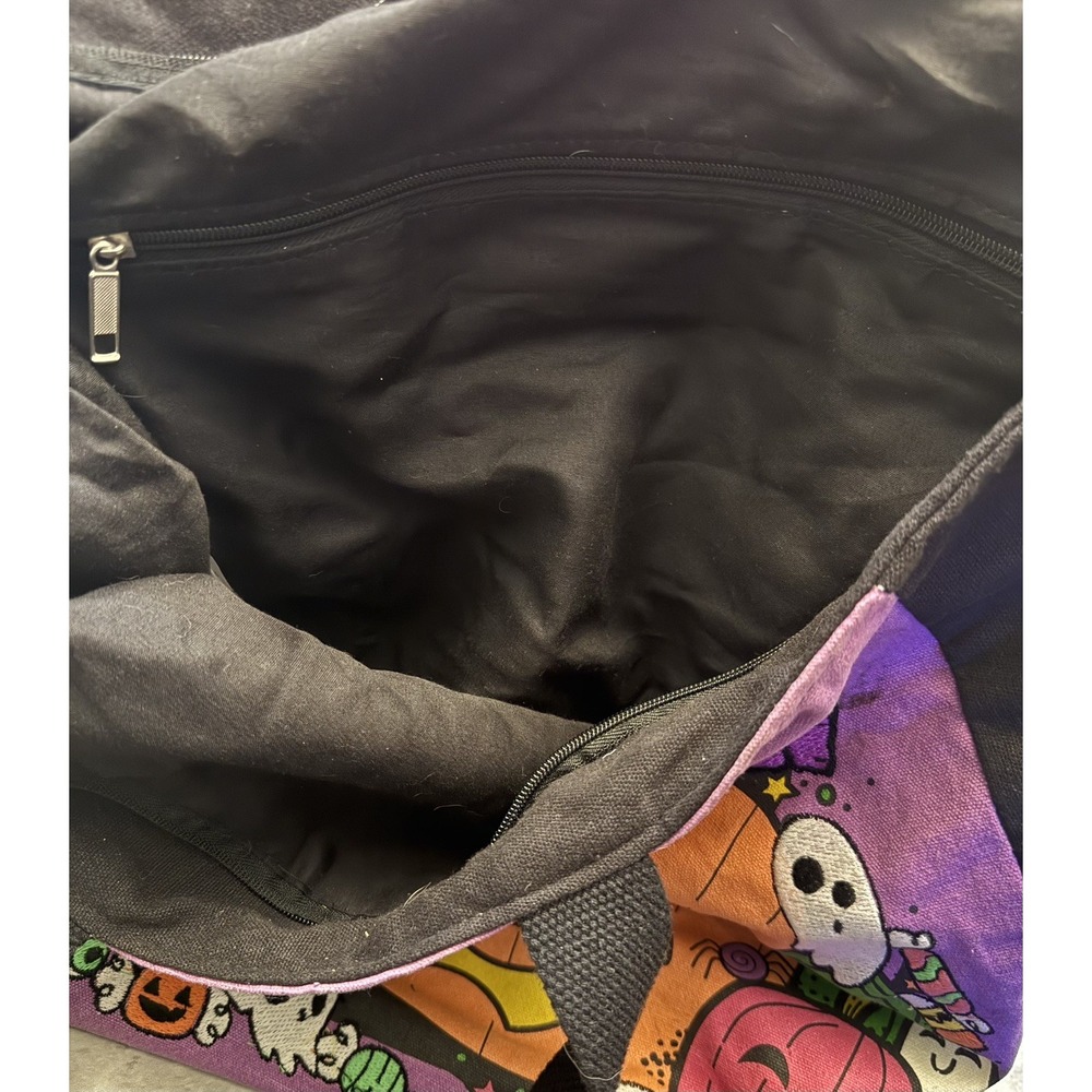 Disney Parks Happy Halloween Large Embroidered Zip Tote Mickey Mouse Pumpkin Bag - Picture 7 of 10